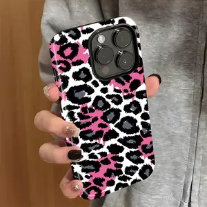 Leopard Pattern Phone Case, Shockproof Rugged Cover Dual Layer Soft TPU Hard PC Bumper Hard Shell Design for iPhone 11 12 13 14 15 16 Pro Max Plus Y2K