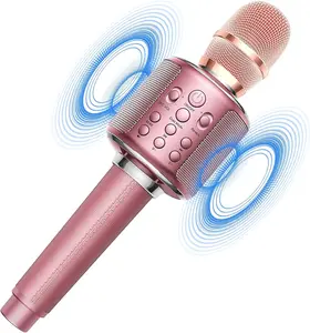 Karaoke Microphone Wireless Bluetooth Rechargeable Mic with Stereo Speaker Audio Tablet Smartphone