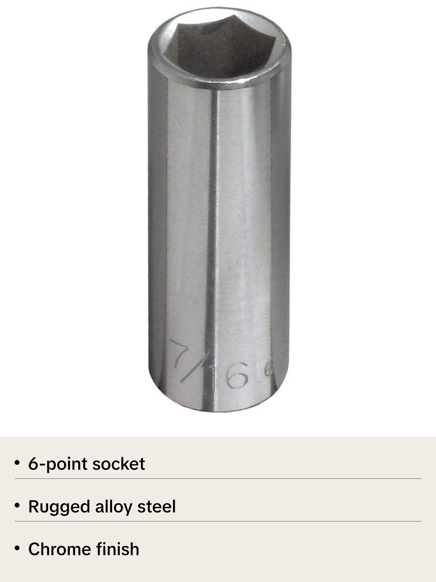 Klein Tools 65610 1/4'' Deep 6-Point Socket, 1/4'' Drive