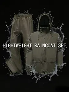 Waterproof Raincoat Set, Durable Breathable Unisex Rain Gear, Foldable Design, Ideal for Outdoor Activities, Men's & Women's Rainwear