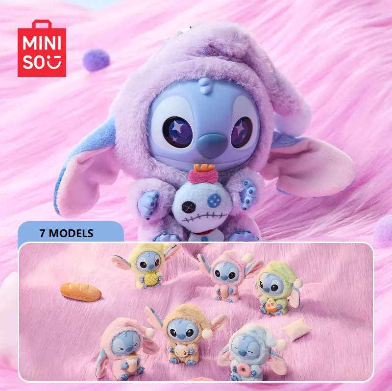MINISO Disney Stitch "Eat Before Sleep" Plush Blind Box – Adorable Holiday Charm for Backpack,Desk Decor,Perfect Festive Gift for Fans #Summervibe, Back To School