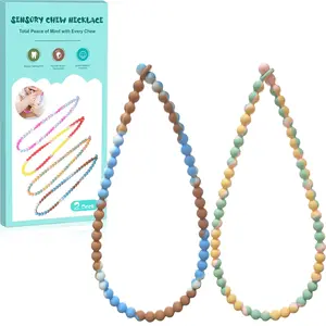 X-NKL02 Teething Necklace for Boys and girls - Integrated Safety Design for Toddler, Sensory Chew Necklace for Boys and girls, Boys, Girls with Autism, ADHD, Fidget - Nursing Breastfeeding Necklace for Mom