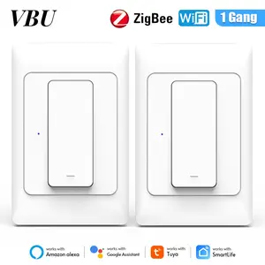2pcs Zigbee Smart Light Switch, 100-250V AC Wi-Fi 2.4GHz,  tuya Smart Switch with Touch Panel, No Neutral Wire Required&Neutral Wire Required Two Wiring Methods, App Remote Control Voice Compatible with Alexa Google Home
