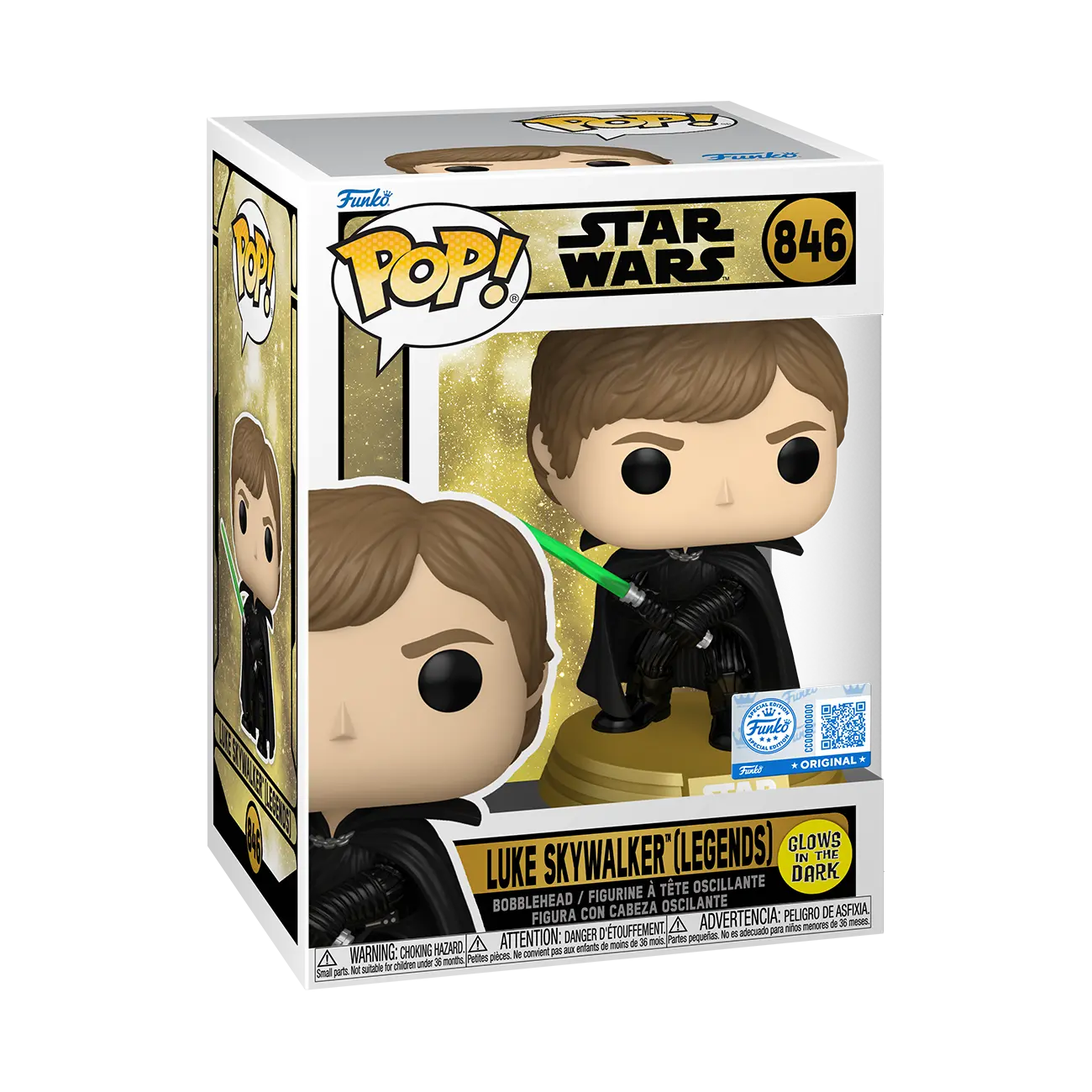 Funko Pop! Star Wars #846- Luke Skywalker (Legends) (Glow) Vinyl Figure