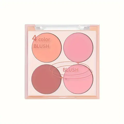 Vibrant 4-Color Blush Palette - Long-Lasting Water-Resistant Matte Finish for All Skin Tones, Flawless Buildable Medium Coverage, Versatile Powder Form Blush with Radiant Pink and Orange Hues for a Natural Glow, Beauty Cosmetics, Cosmetics Products