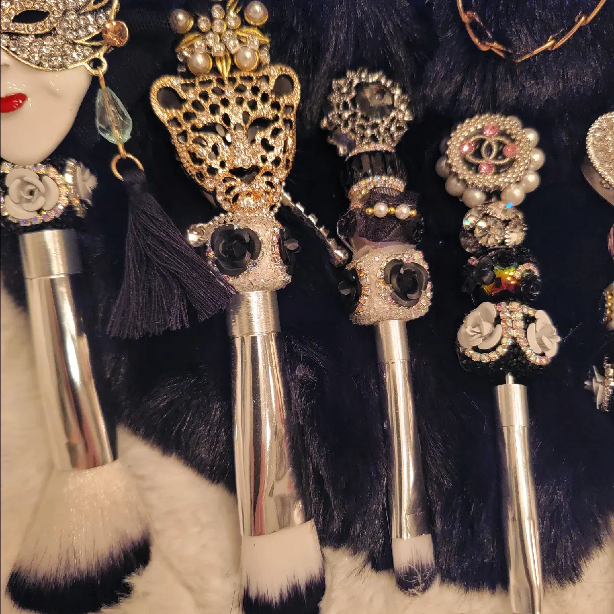 Boujee beads fancy rhinestone pens with pearls and feathers