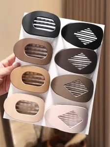 8pcs Elegant Arc Design Flat Oval Hairpin, Fashion Shark Clip Suitable for hair styling, teeth can be bent and comfortable Arc Design Hairpin Fashion Personality Simple Temperament All-match High-end Women's Head Daily Brown Hair Accessories