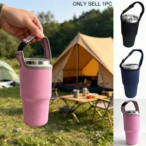 Reusable Iced Coffee Cup Sleeve Neoprene Insulated Sleeves Cup Holder with Handle Idea for 30oz - 32oz Tumbler Cups, Protein Shake Bottles, Suitable for Gym Outdoor Travel, Only Cup Sleeves