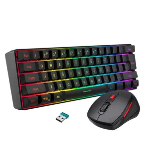 Snpurdiri 60% Wireless Gaming Keyboard and Mouse Combo, Include 2.4G Small Mini Merchanical Feel Keyboard, Ergonomic Design Vertical Mouse