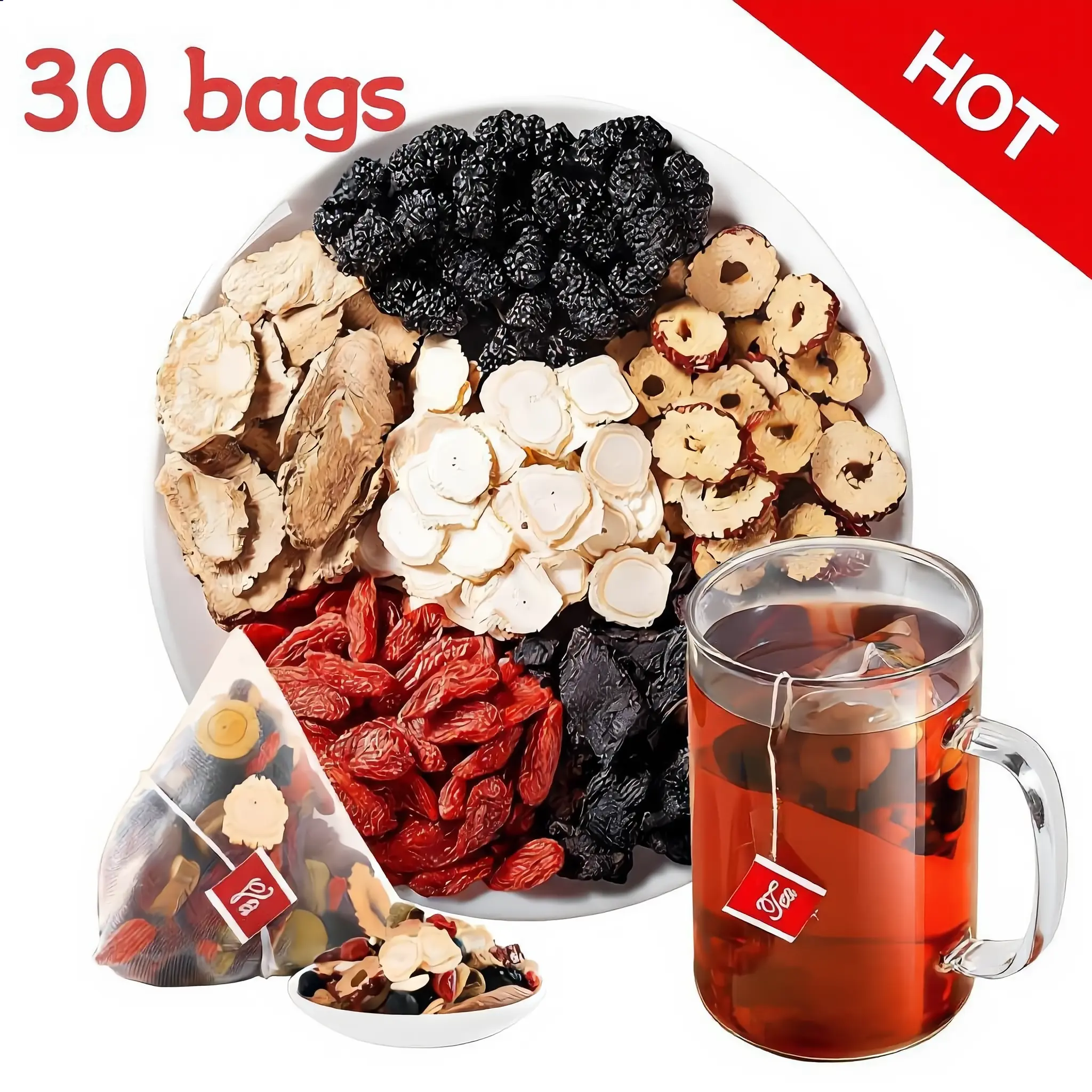 Kidney Tea Formula Organic Ginseng-Eight Treasure Tea Natural Herbal Formula Health Tea for Men & Women Combination Scented tea Reddate Wolfberry tea Mulberry tea Beverage Ginger Tea Bags Anti Inflammatory Tea loaded tea