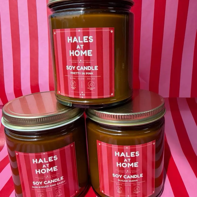 Hales at Home Artisanal Wood Wick Scented Candle - All Natural Non-Toxic Soy Wax, Woody Cozy Fragrance, 50-Hour Burn Time, Home Decor Accent, Scented Candles for Gifting