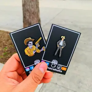 Pin Chalino Sánchez Original with Unique Design Featuring Skeleton in Cowboy Hat and Guns Calidad Quality Assurance