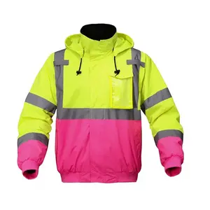 Class 3 Pink Two-Tone Winter Bomber Jacket Menswear Shell