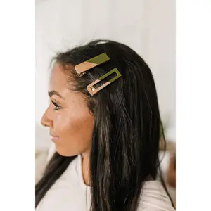 Two Tone Hair Clip Set in Green