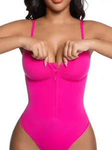 LUXSEREN Women's Lightweight Compression Shapewear Underwear - Front Zipper, Abdomen Control, Waist Slimming, Hip Lift, Tummy-Tucking Moldeadora, Flattering, Compressed, Curve, Full-Body Shapewear Bodysuit for Spring Glow-Up, Moldeadora Shapewear Bodysuit