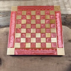 Pink Pearl Maple Chess/Checker Board with Border - INCLUDES PIECES
