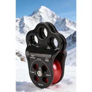 30KN Double Bearing Hitch Climber Pulley for Arborist Tree Climbing with 3 Holes Side Plate