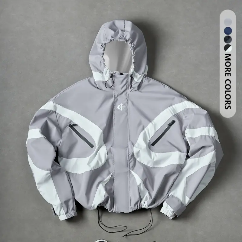 Menswear Men’s Hooded Drawstring Jacket - Loose Y2K Windproof Lightweight Outerwear for Everyday Outings, Casual Wear - Spring/Autumn Style