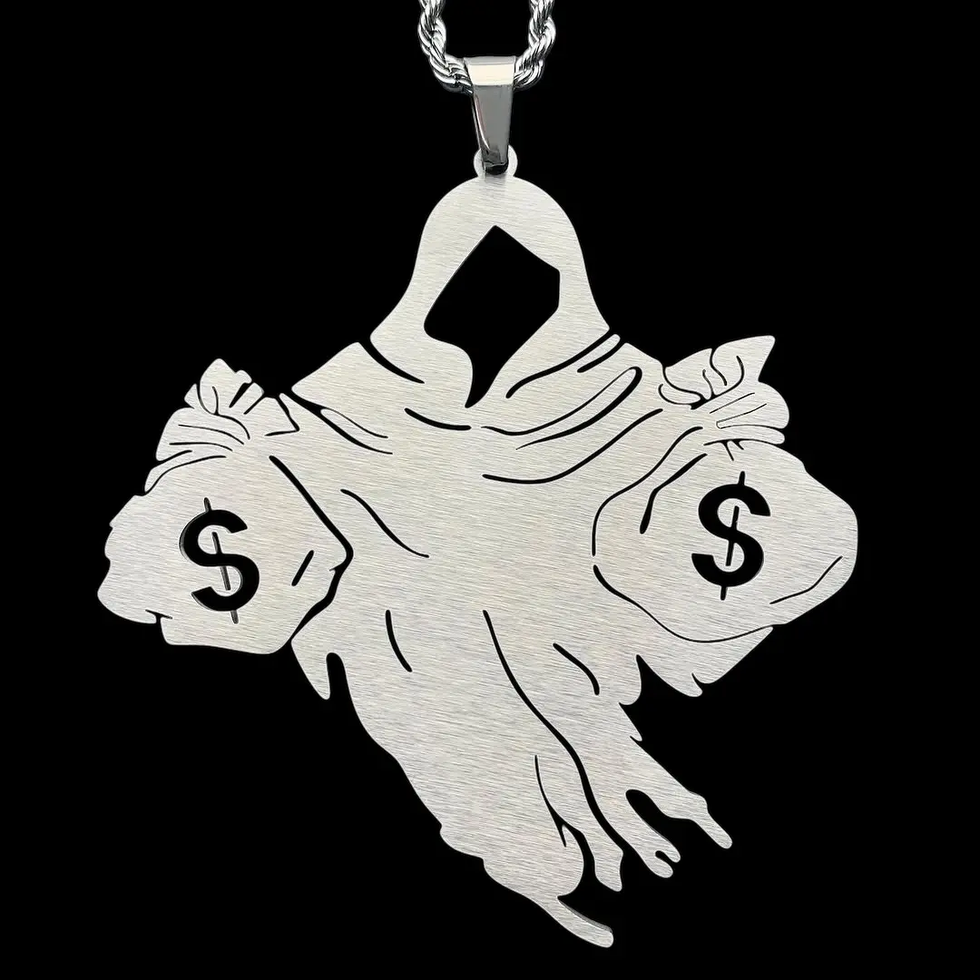 Mound Rich Necklace 3" Etched Stainless Steel Pendant with Laser Cut Hauntaholics Design & Choice of Chain Free Gift Included Haunted Mound