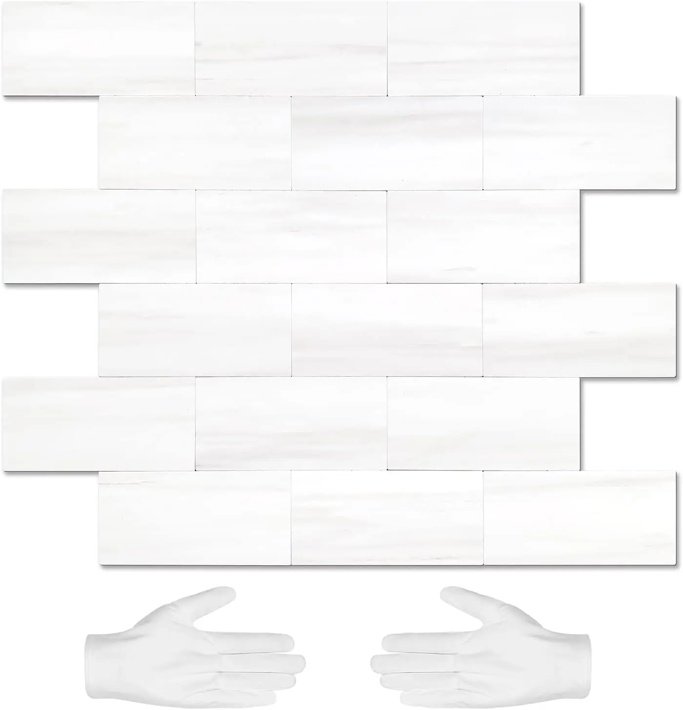STICKGOO 10Pcs Peel and Stick Backsplash, Subway Tile Stickers for Kitchen and Bathroom - Dolomite White Marble Self Adhesive Waterproof Waterproof Removable Adhesive Textured Wall Paper Vinyl