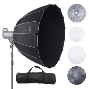 VEVOR Parabolic Softbox, 33 in/ 850 mm, Quick Release and Quick Fold, Lightweight and Portable, Universal Bowens Mount, 4 Lighting Effects, Fits for Professionoal Photography, Daily Filming