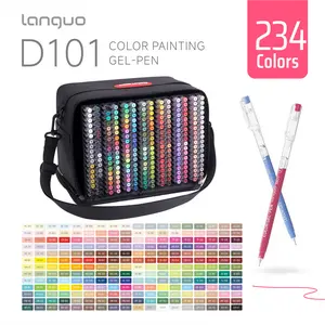 Languo 288/168-Colors Gel Pens No-Bleed Fine 0.6mm Needle Point Smooth Paint Markers for Journaling Black Paper Multi-Surface Professional DIY Art Supplies Kids Teens pen set acrylic office school student gift artist painting  bullet tip