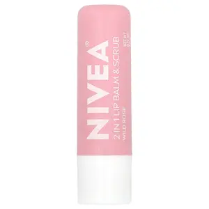 Nivea 2 In 1 Lip Balm & Scrub, Wild Rose, 0.17 oz (4.8 g)