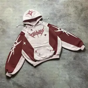 Y2K Embroidered Design Loose Zipper Men's Hoodie Geometric Pattern  Women's Sportswear Gothic Street Wear Extra Large Casual Men