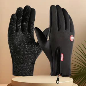 Winter Sensitive Touch Screen Gloves, Adjustable Zipper Short Windproof Waterproof Gloves For Outdoor Mountaineering, Fishing, Running. Unisex Sports Gloves