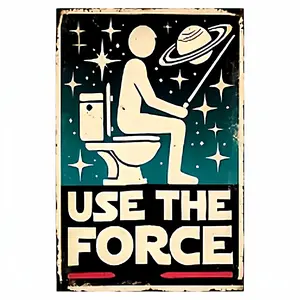 Vintage Funny Bathroom Metal Signs – funny metal tin sign, humorous toilet rules wall decor with fart zone, keep toilet clean, use the force & bathroom rules — iron signs, 8×12 inches, suitable for bathroom, office, dorm, or public restroom decorations