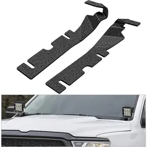 Ditch Light Brackets Hood Hinges Mount Brackets for Auxiliary Offroad LED Pod Light Work Light on 2009-2018 Dodge RAM 1500 2500 3500, 2 Years Warranty,Black