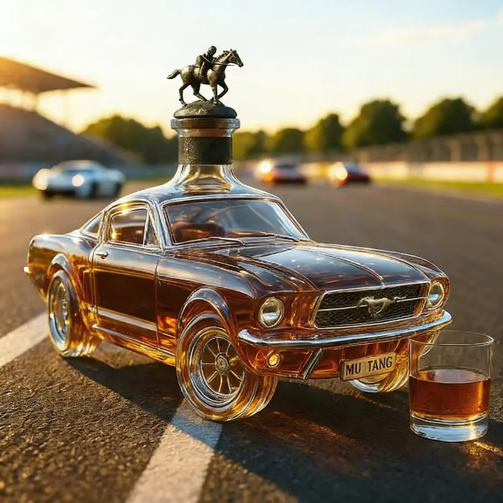 Car-Shaped Whiskey Decanter - Artistic Glass Ornament, Empty Home Bar Accessory, Drink Accessory, Whiskey-Ready Art, Car-Art Accent, Ideal Gift for Adults