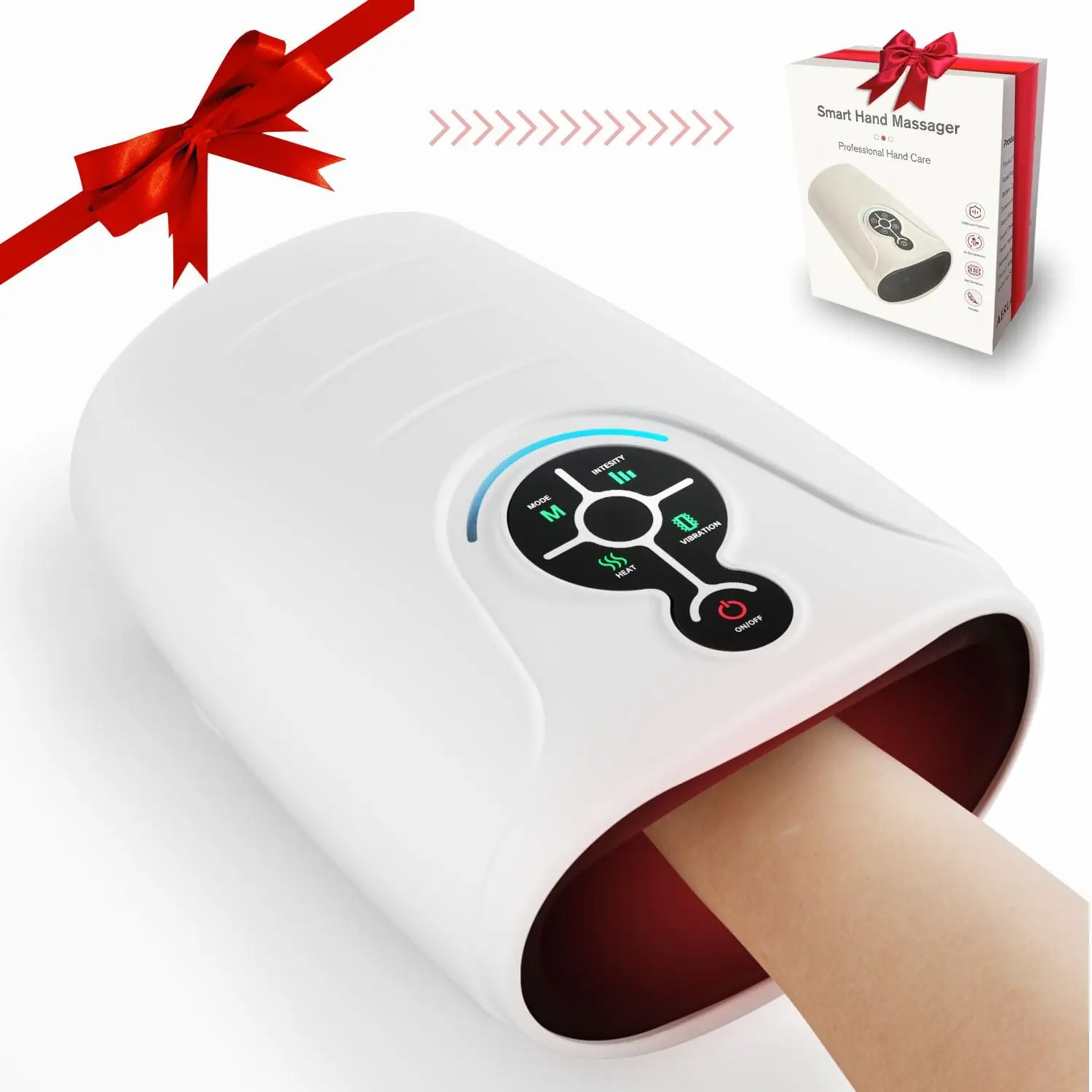 Cordless Battery-Powered Hand Massager with Heat - Compression Relaxation Aid, USB Rechargeable Massager for Arthritis, Carpal Tunnel, Women's Mother's Day & Birthday Gifts