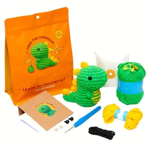 Beginner-Friendly Crochet Kit, DIY Amigurumi Rabbit Dinosaur Penguin Fox Chicken Plush Toys, Complete Tools, Crochet Hooks & Yarn Set, Perfect Craft Gift