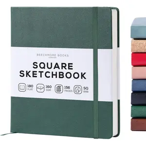 Square Mixed Media Sketchbook - 8x8 Inch Professional Art Journal, 160 GSM / 98 lb Ivory Paper, Perforated Pages, Vegan Leather Hardcover, Lay-Flat Design for Drawing & Doodling