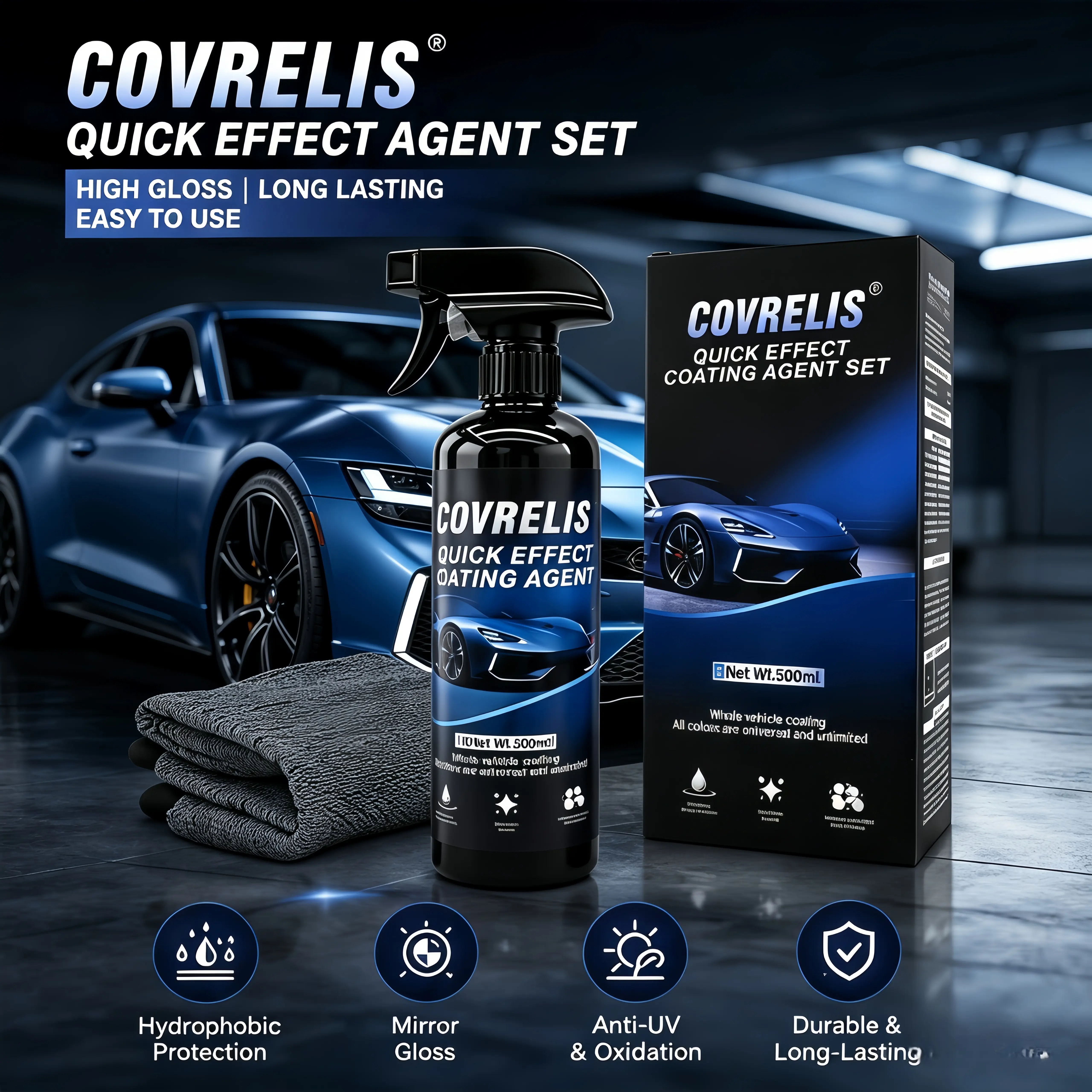 COVRELIS Car Coating Spray-Advanced Automobile Coating With Dust -Proof and Glazing Effects -Long Lasting Car Paint Waxing Solution Enhances gloss