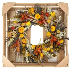 Yellow Floral Boho 24" Wreath Spring and summer front door decoration wreath, July 4th patriotic, suitable for yard, front door, wedding decoration, gift for family