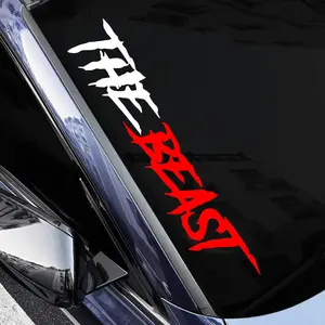 1PC 60x11cm THE BEAST Car Sticker, Waterproof Vehicle Modification Decoration, Suitable for Car Front Windshield, Rear Window, side Body Self-adhesive Vinyl Decal, Ideal Gift for Vehicle Modification Lovers
