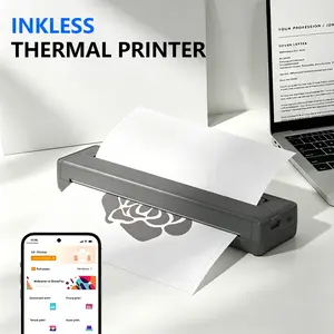 Includes 100 Sheets A4 Paper, Inkless Portable Printer, Wireless Bluetooth Thermal Printer for Travel & Office, Compatible with iOS, Supports 8.5"x11" US Letter & A4 Paper, Compact Thermal Printing
