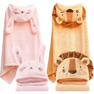 P-NG01   Toddler Hooded Bath Towel 27.5"X55" Unisex Baby Bath Towels Ultra Absorbent Soft Boys Girls Bath Towel 2-Pack Bathrobe Kids Shower Towel Set Gift for Babies, Infant, Newborn Essential