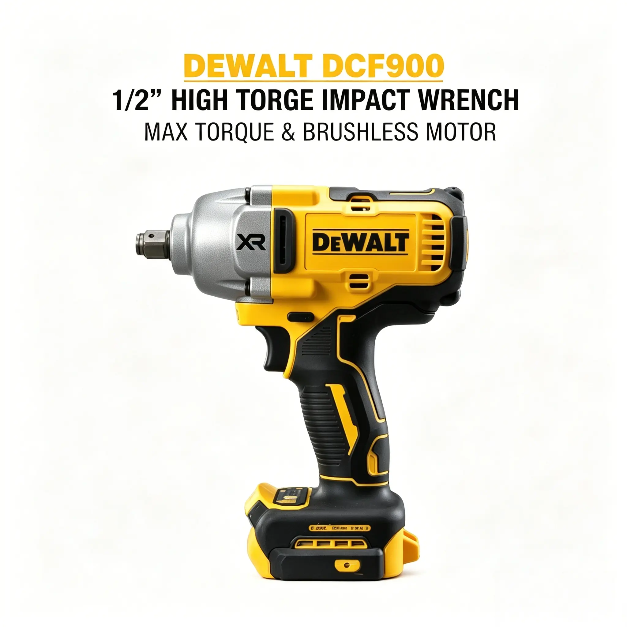 DEWALT DCF900 High Torque Brushless Motor Impact Wrench - Reinforced Shockproof Housing, Anti-Fatigue Ergonomic Grip, Efficient Heat Dissipates for Steel Frames, Heavy-Duty Battery Tool Work