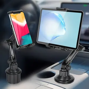 Heavy-Duty Car Cup Holder Tablet Phone Mount, Adjustable Stand for 4-14 Inch Tablets & Iphones, Compatible for iPad/ipod, Car Cellphone Mount