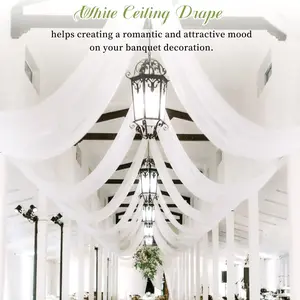 4 6 8 Pack White Sheer Chiffon Ceiling Drapes for Wedding Reception & Baby Shower Backdrop Decor, Easter Decor 2026 Spring Event, Graduation Party, Soft Fabric, Manteles para Techos