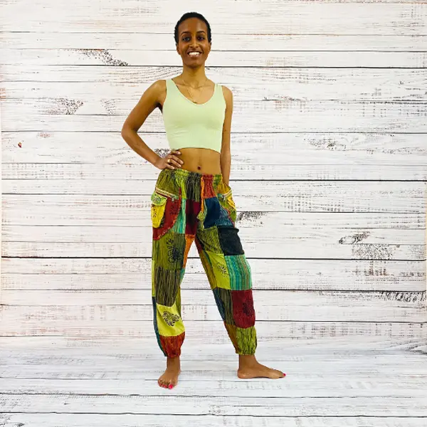 Cotton Patchwork Cargo Style Pant