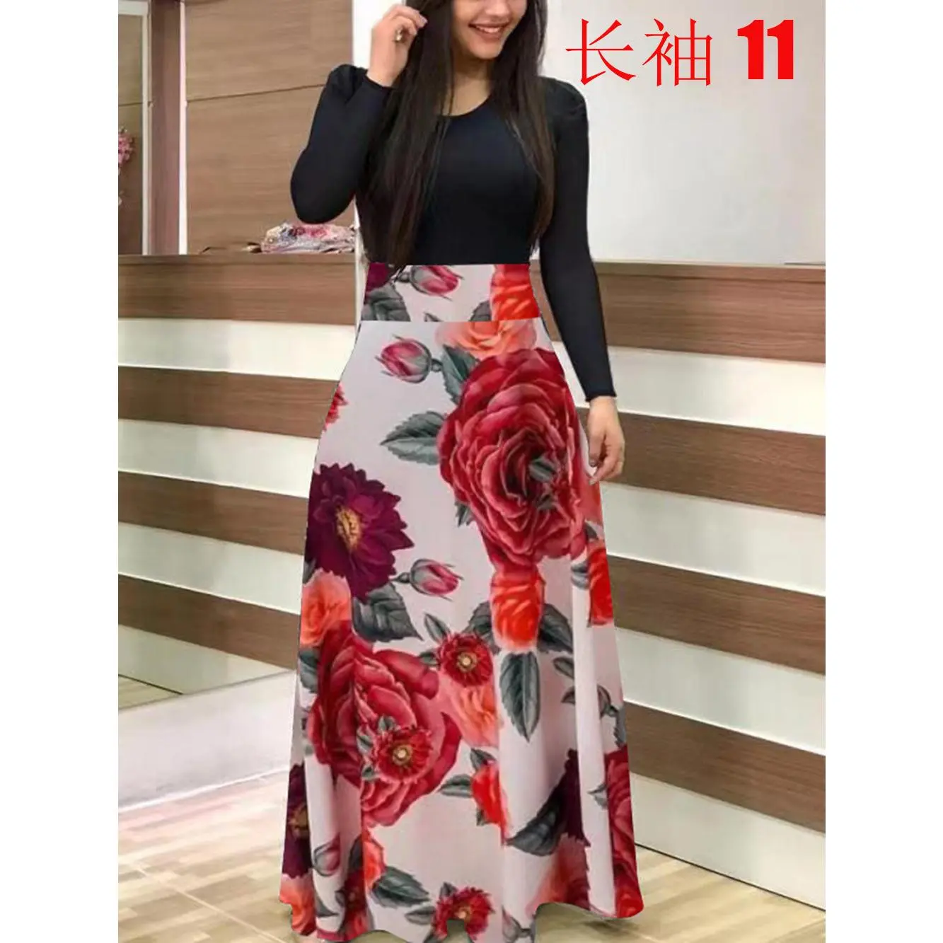 11 long sleeved large flower 8888A