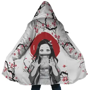 Kamado Nezuko Cloak Coat, Demon Slayer Anime Men's Women's Hooded Coat, Fleece Jackets Coats, Gift For Men And Women
