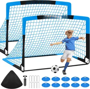 Soccer Goals for Backyard Set - 2 Pack of Portable Pop Up Soccer Nets with Ball,Cones,Complete  Equipment Kit for ,Youth,  3-14,Outdoor