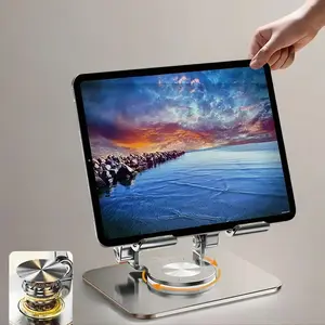 Adjustable Tablet Stand, Durable Anti-slip Smartphone Tablet Holder, 1 Count Rotatable Aluminum Alloy Folding Phone Stand Compatible with iPad Pro/Air/ Mini, Tablets Phones Holder, Tablet Mount Stand, Tablet & Computer Accessories