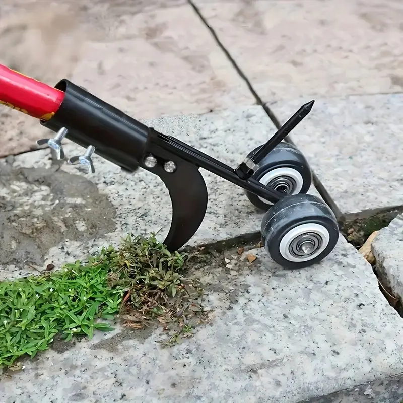 Heavy-Duty Metal Garden Lawn Weeding Cutting Roller Tool, Adjustable Handle, Rotating Wheels, Ergonomic Design, Efficient Weed Removal, Durable Construction