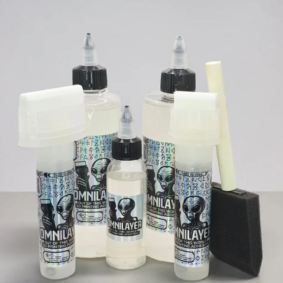 3DREANIMATION LLC OMNILAYER 3D Printing Bed Adhesive, Refillable Applicator, Non-Staining High-Temp Formula for PLA, PETG, ABS, ASA, PC, Nylon, TPU Filaments on PEI, Glass, Metal Surfaces